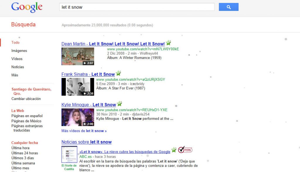 Huevo de Pascua Let it Snow en Google