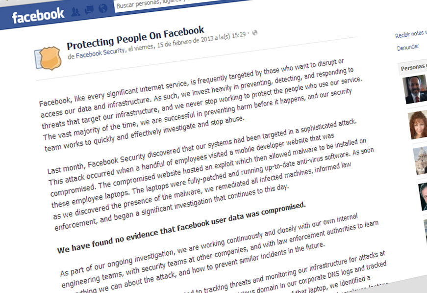 Facebook sufrió un ataque de día cero contra Java.