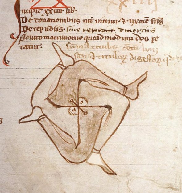 “Doodle de un manuscrito de leyes del siglo 13 (Amiens BM 347).”