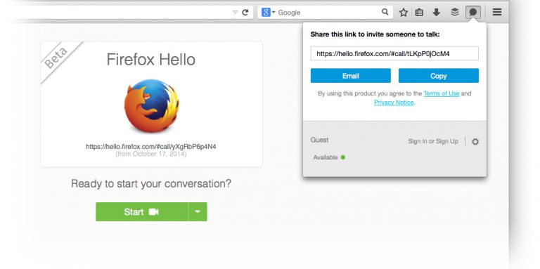Firefox Hello | Videollamadas desde el navegador