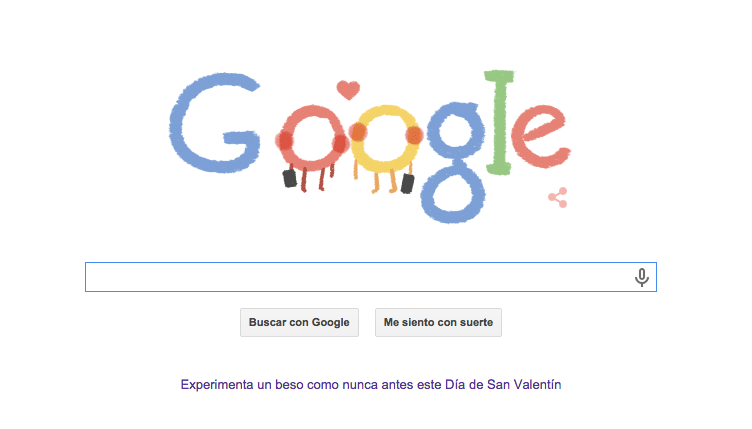 El día de San Valentín en el logo de Google