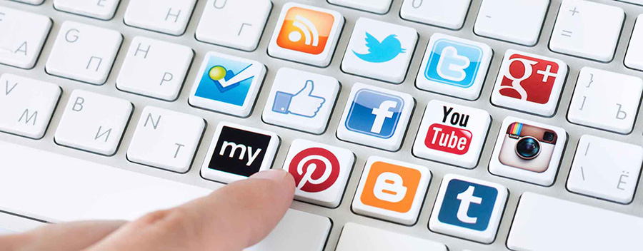 Social media iconos en teclado
