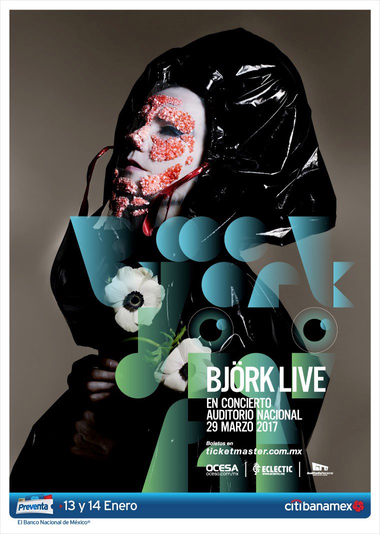 Poster oficial del concierto en México de Björk