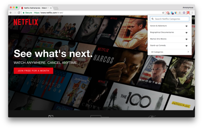 Netlix Categories, la extensión de Chrome que los usuarios de Netflix van a amar