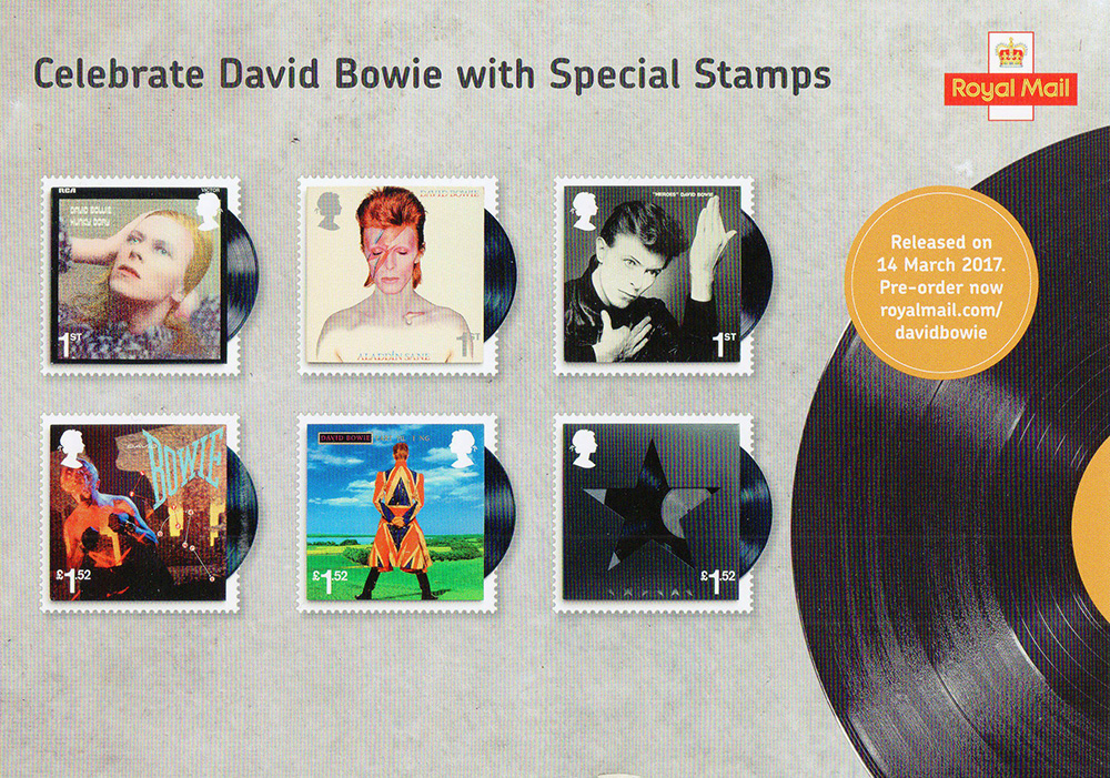 El servicio postal británico lanza al espacio sellos postales de David Bowie
