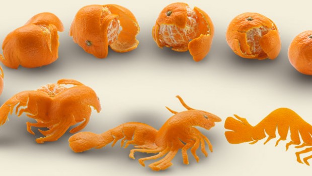 'Mikamuki' El inusual arte elaborado con cáscaras de mandarinas
