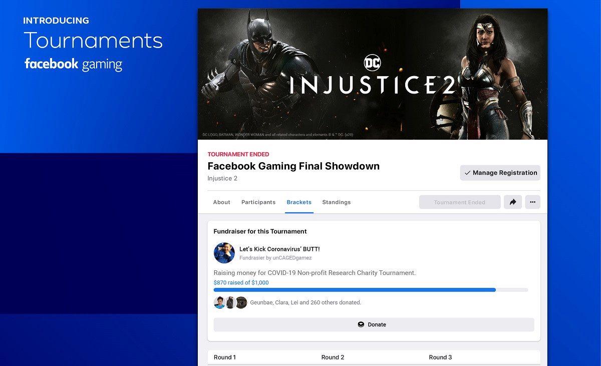 'Tournaments' Conviértete en organizador de torneos con la nueva herramienta de Facebook Gaming