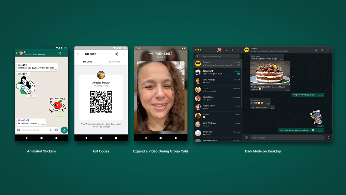 Stickers animados, códigos QR, modo oscuro llegan a WhatsApp