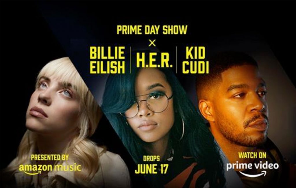 Amazon anuncia el Prime Day Show con Billie Eilish, H.E.R. y Kid Cudi