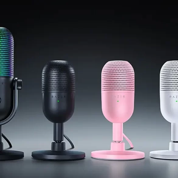 Razer Seiren V3 Chroma y Seiren V3 Mini en un entorno de gaming