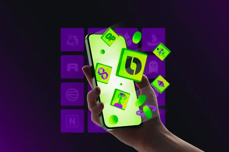 Imagen de la Bitso Web3 Wallet mostrando la interfaz de usuario con múltiples tokens y NFTs