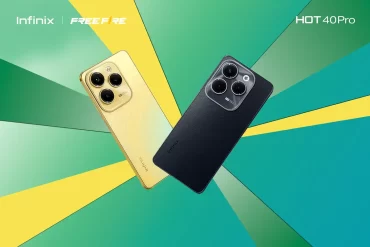 Infinix HOT 40 Pro mostrando su pantalla FHD+ y diseño brillante