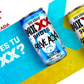 MIXX Shots de Dos Equis y Steve Aoki, edición limitada de bebidas con sabores Spicy Piña y Azulito.