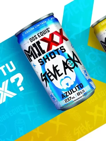 MIXX Shots de Dos Equis y Steve Aoki, edición limitada de bebidas con sabores Spicy Piña y Azulito.