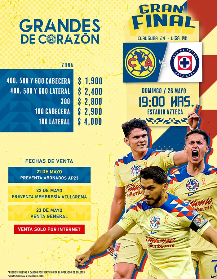 Boletos para la final América vs. Cruz Azul en el Estadio Azteca