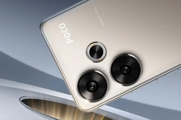 Imagen del POCO F6 y POCO F6 Pro mostrando su diseño premium y pantalla AMOLED