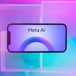 Logo de Meta AI brillando sobre un mapa de México con el icono del círculo azul