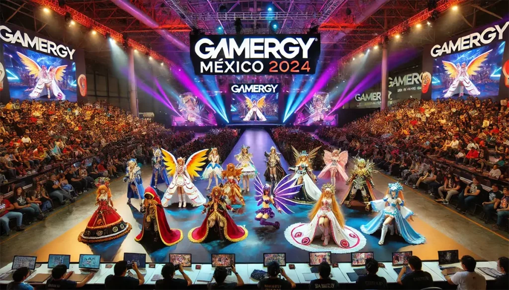 Cosplayers en el escenario de GAMERGY México 2024