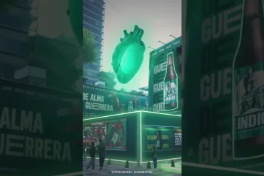 Ejemplo de Fake Out Of Home en la campaña "De Alma Guerrera" de Cerveza Indio en CDMX.