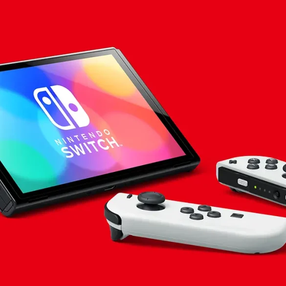 Nintendo Switch 2 mostrada en modo portátil y dock con nuevos Joy-Con y pantalla OLED mejorada