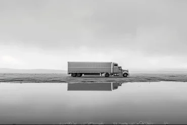 Camión en carretera con monitoreo en tiempo real mediante tecnología digital