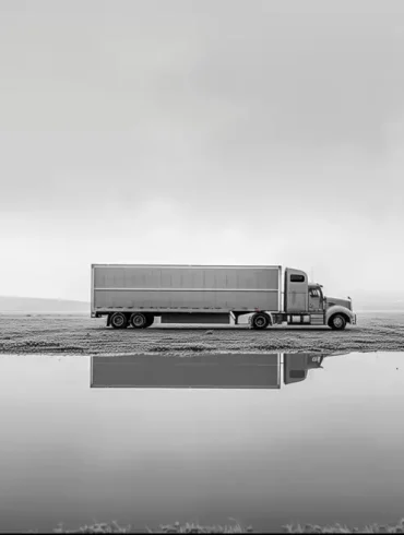 Camión en carretera con monitoreo en tiempo real mediante tecnología digital