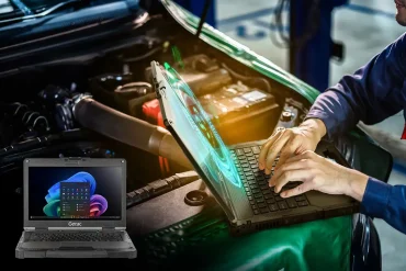 Notebook Getac B360 Plus con diseño robusto y pantalla legible al sol.