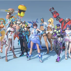 Héroes de Overwatch 2 con atuendos veraniegos y temáticos de la Temporada 18, mostrando una alineación diversa de personajes en trajes coloridos, listos para los Juegos de Verano y los nuevos desafíos competitivos que llegan al juego en agosto de 2025.