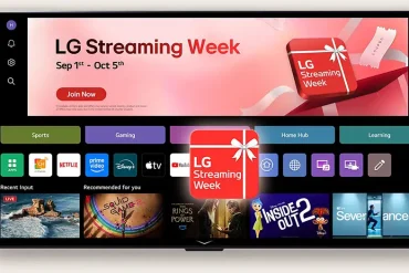 Televisor LG Smart TV mostrando la interfaz de LG Streaming Week 2025 con apps como Netflix, Disney+ y Apple TV durante la campaña de otoño.