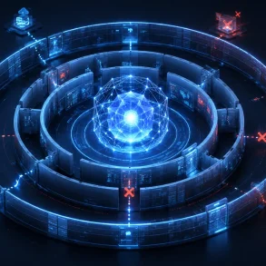 Representación conceptual de Astra de OpenAI dentro de capas de seguridad y aislamiento informático.